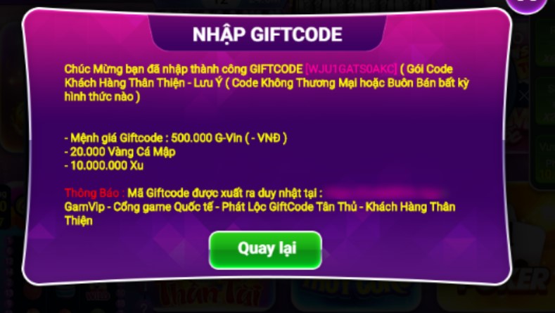 Cách nạp Gift Code Vin88 vào tài khoản