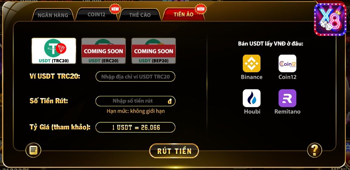 Rút tiền tại X8 Club chi tiết, an toàn, nhanh chóng